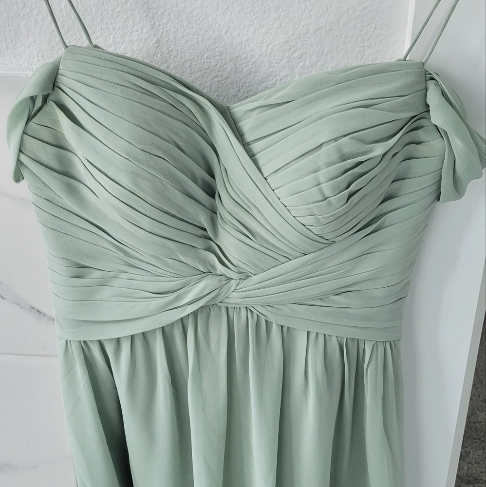 D'zage Chiffon Bridesmaid Dress, Sage Green, Size 2